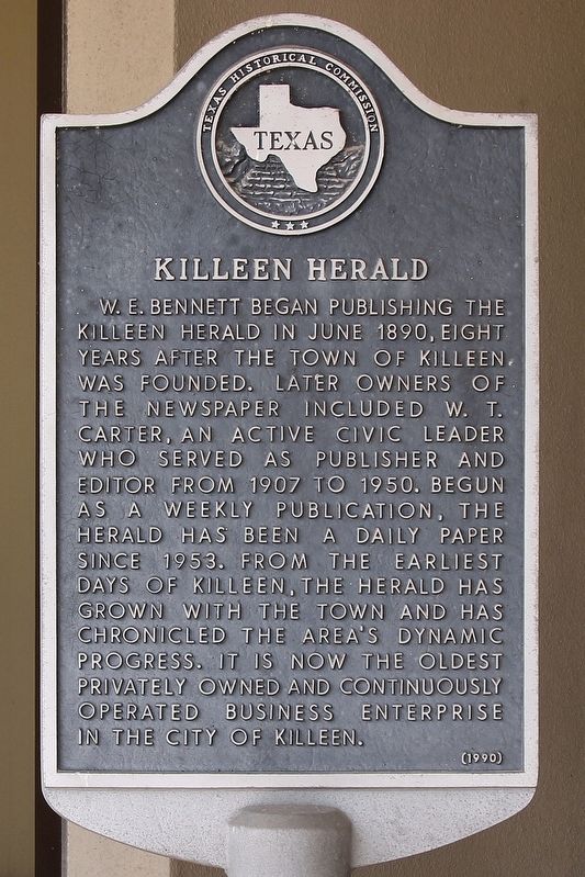 Killeen Herald Marker image. Click for full size.