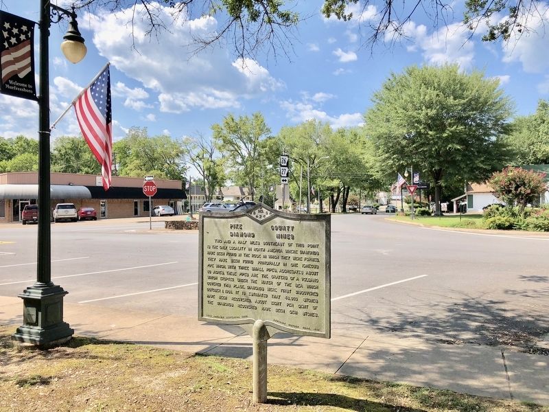 View of marker looking north on Washington Avenue. image. Click for full size.