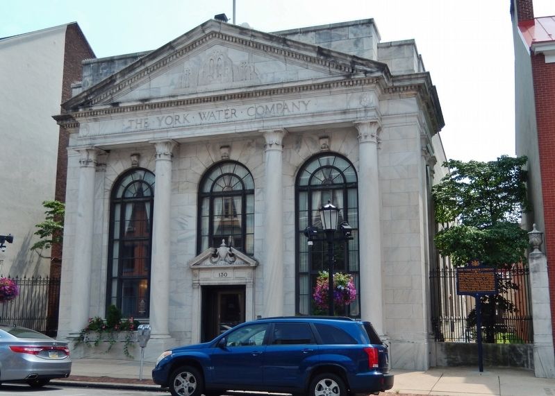 The York Water Company (<i>wide view; marker visible on right (west) side of building</i>). Click for full size. The York Water Company (<i>wide view; marker visible on right (west) side of building</i>) image. Click for full size.