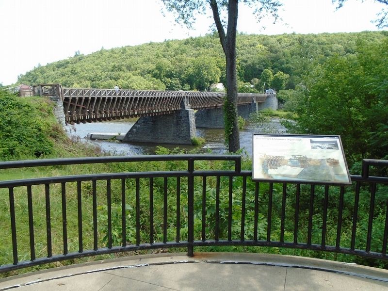Roebling's Delaware Aqueduct and Marker image. Click for full size.