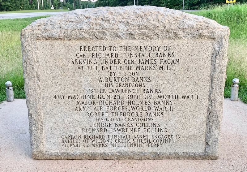 The Battle of Marks' Mill Marker (rear). Click for full size. The Battle of Marks' Mill Marker (rear) image. Click for full size.