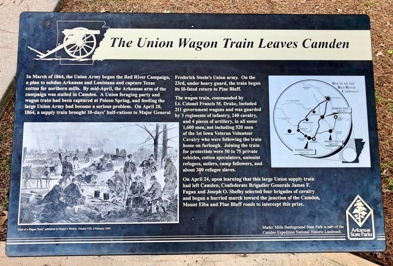 The Union Wagon Train Leaves Camden Marker image. Click for full size.