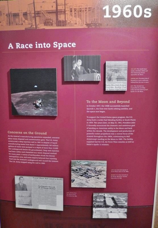A Race into Space (<i>interpretive panel inside Rocky Mountain Arsenal Visitor Center</i>) image. Click for full size.
