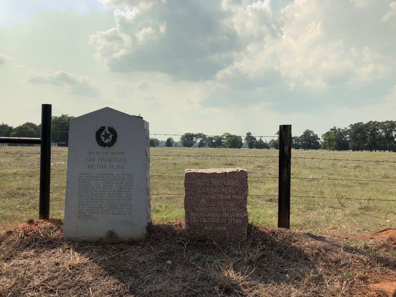 Site of Mission San Francisco de los Tejas Marker. Click for full size. Site of Mission San Francisco de los Tejas Marker image. Click for full size.