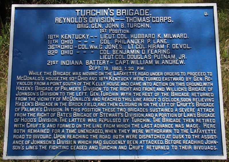 Turchin's Brigade Marker. Click for full size. Turchin's Brigade Marker image. Click for full size.