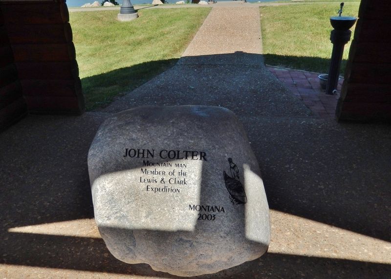 Private John Colter Memorial Rock (<i>located in center of kiosk</i>) image. Click for full size.