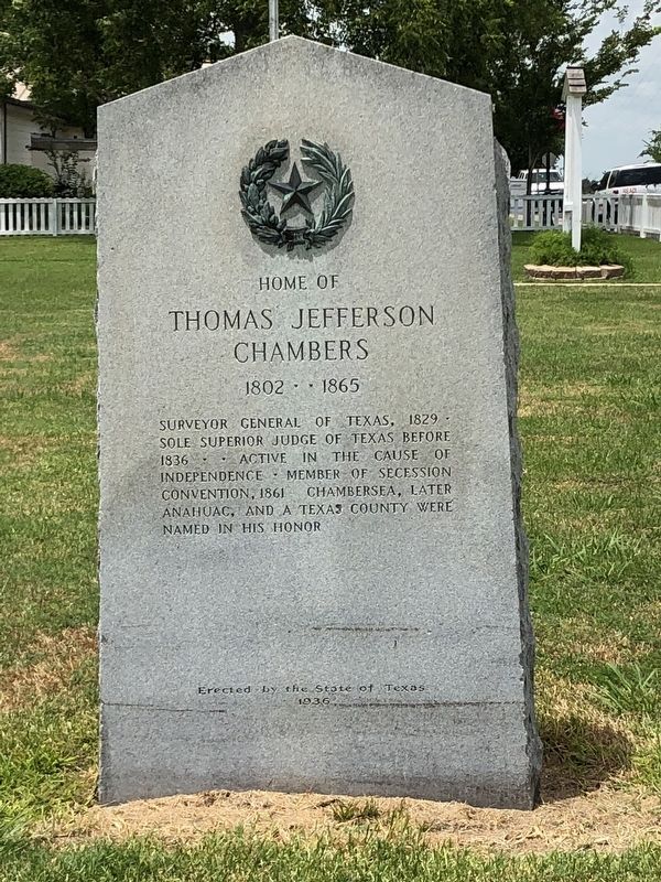 Home of Thomas Jefferson Chambers Marker image. Click for full size.