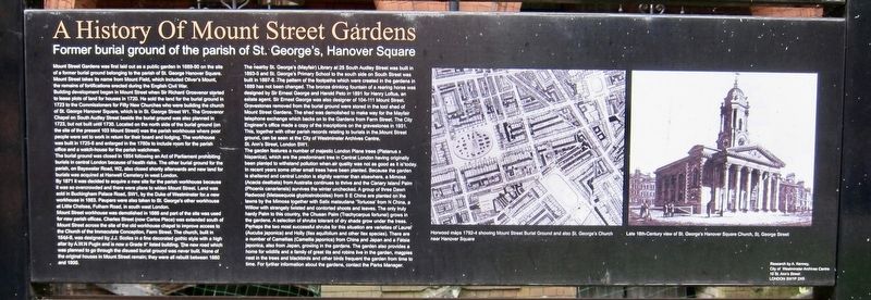 A History of Mount Street Gardens Marker image. Click for full size.
