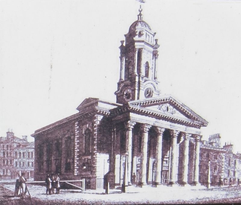 <i>Late Eighteenth Century view of St. Georges Hanover Square Church, St. George Street</i> image. Click for full size.