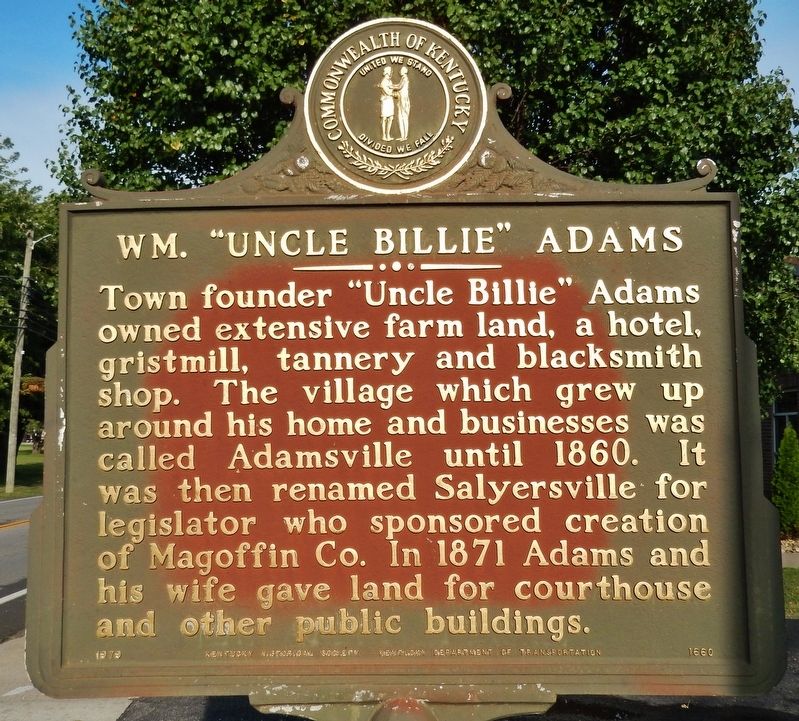 Wm. "Uncle Billie" Adams Marker image. Click for full size.