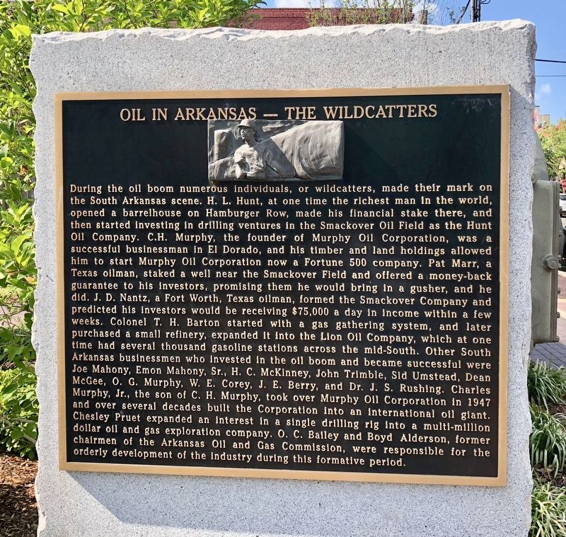 Oil in Arkansas - The Wildcatters Marker image. Click for full size.