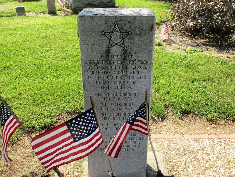 Garrison Corner GAR Monument Marker. Click for full size. Garrison Corner GAR Monument Marker image. Click for full size.