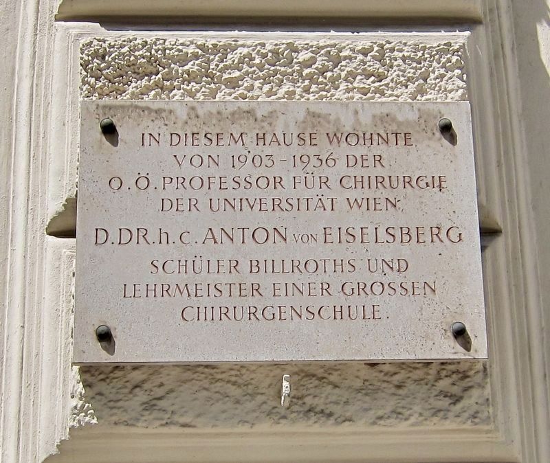 Professor Anton von Eiselsberg Marker image. Click for full size.