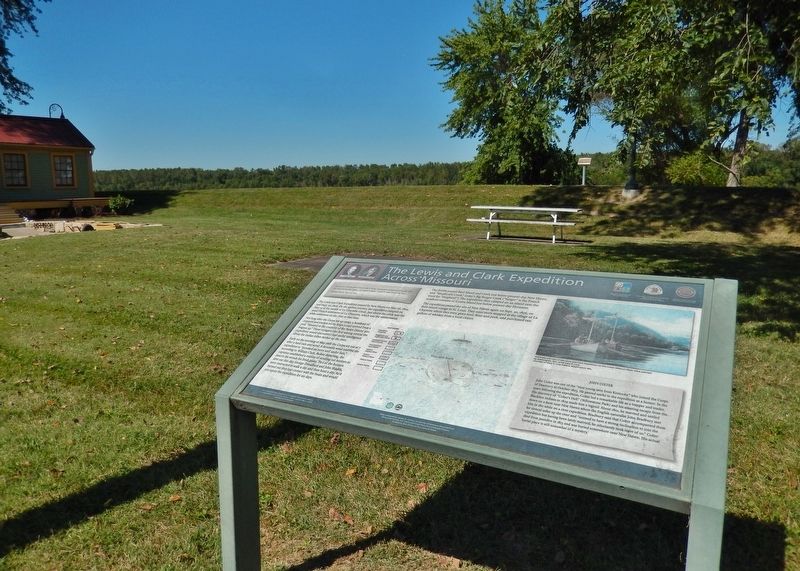 The Lewis and Clark Expedition Across Missouri Marker (<i>wide view looking north from Main St.</i>). Click for full size. The Lewis and Clark Expedition Across Missouri Marker (<i>wide view looking north from Main St.</i>) image. Click for full size.