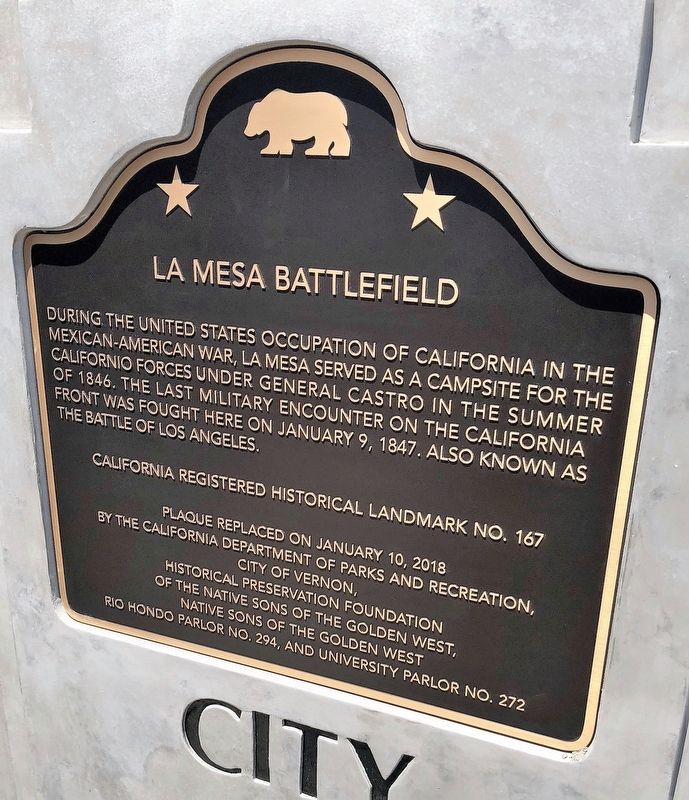 La Mesa Battlefield Marker. Click for full size. La Mesa Battlefield Marker image. Click for full size.