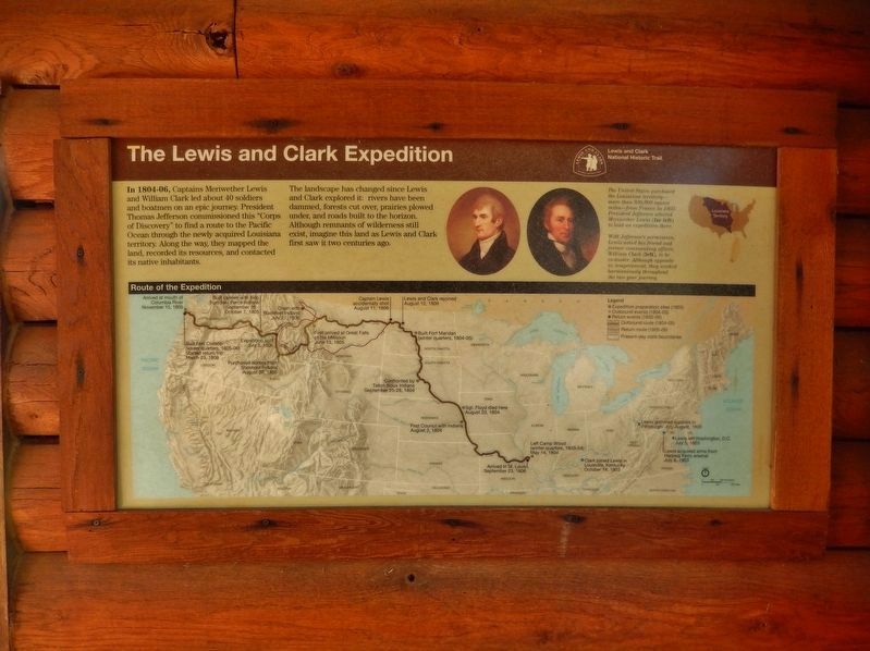 The Lewis and Clark Expedition Marker (<i>view showing marker mounted on kiosk wall</i>) image. Click for full size.