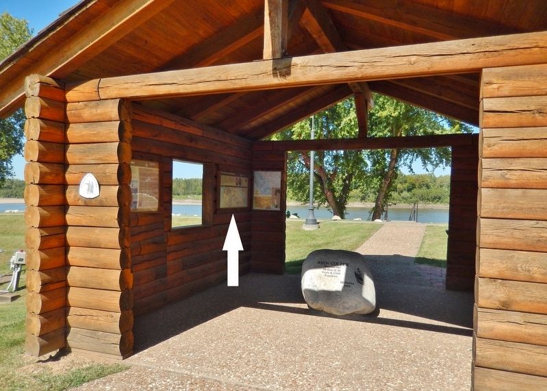 Lewis and Clark Expedition Marker (<i>wide view; marker visible back left wall of kiosk</i>). Click for full size. Lewis and Clark Expedition Marker (<i>wide view; marker visible back left wall of kiosk</i>) image. Click for full size.