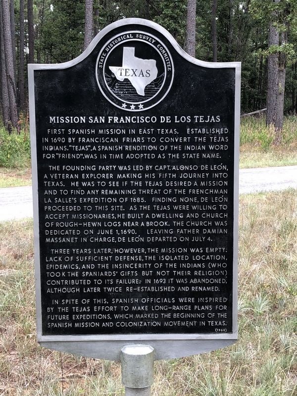 Mission San Francisco de Los Tejas Marker. Click for full size. Mission San Francisco de Los Tejas Marker image. Click for full size.