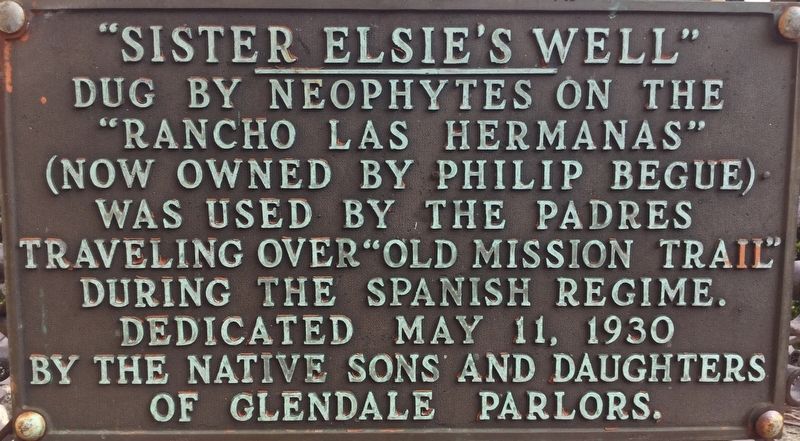Sister Elsie’s Well Marker. Click for full size. Sister Elsie’s Well Marker image. Click for full size.