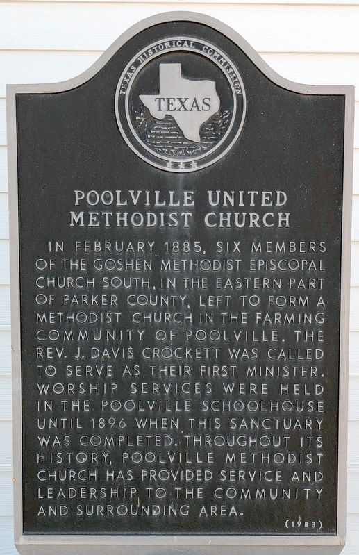 Poolville United Methodist Church Texas Historical Marker image. Click for full size.