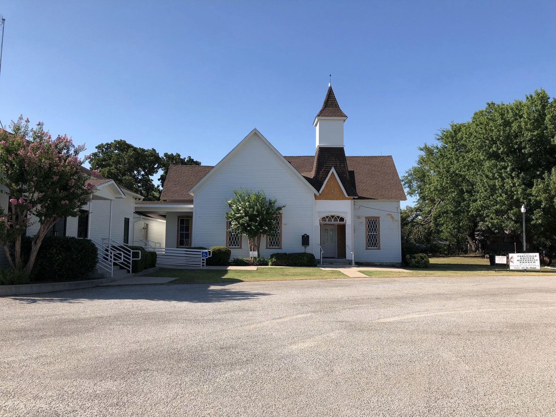 Poolville United Methodist Church with Marker image. Click for full size.