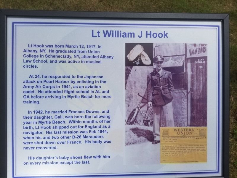 Lt William J Hook Marker. Click for full size. Lt William J Hook Marker image. Click for full size.