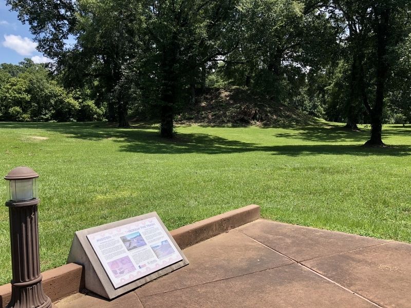 View of marker looking towards Mound A. image. Click for full size.