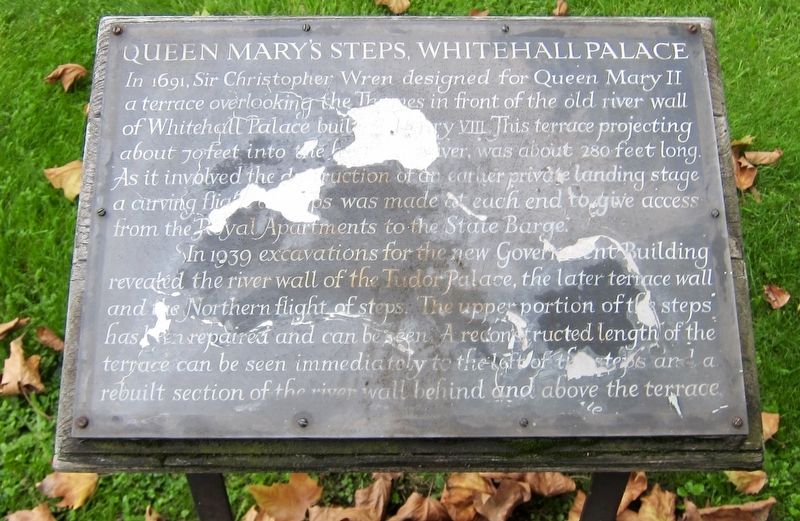 Queen Mary's Steps, Whitehall Palace Marker image. Click for full size.