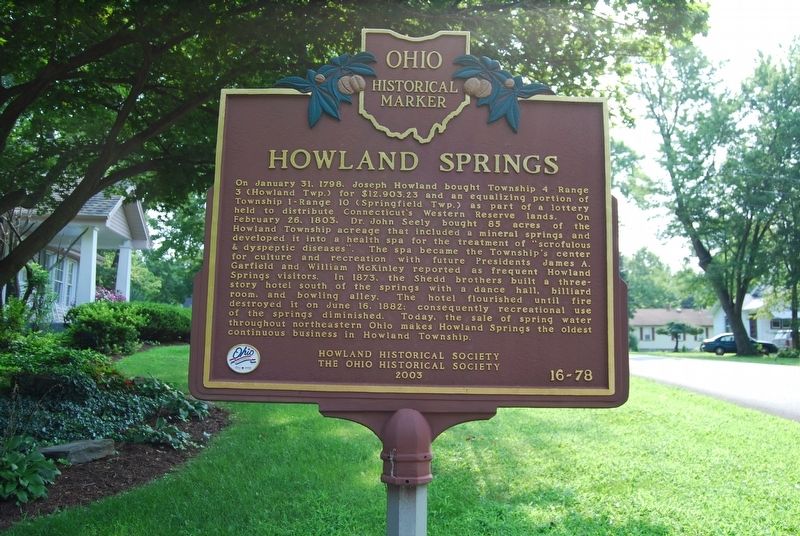 Howland Springs Marker image. Click for full size.
