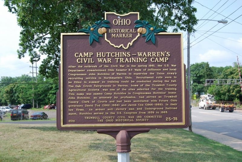 Camp Hutchins-Warren's Civil War Training Camp Marker. Click for full size. Camp Hutchins-Warren's Civil War Training Camp Marker image. Click for full size.