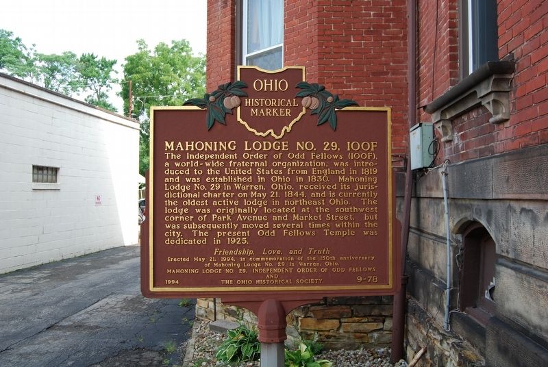 Mahoning Lodge #29, IOOF Marker image. Click for more information.