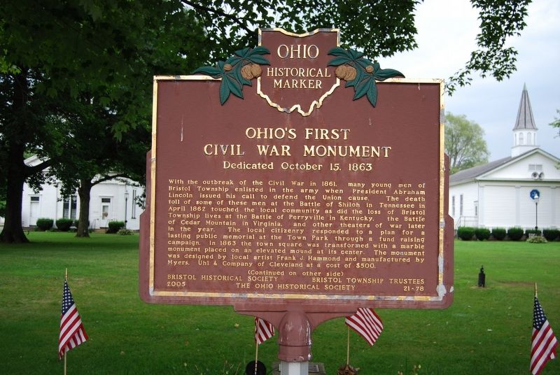 Ohio's First Civil War Monument Marker image. Click for full size.