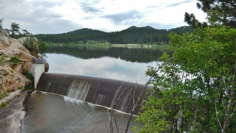 Stockade Lake Dam & Spillway (<i>view from bridge</i>) image. Click for full size.