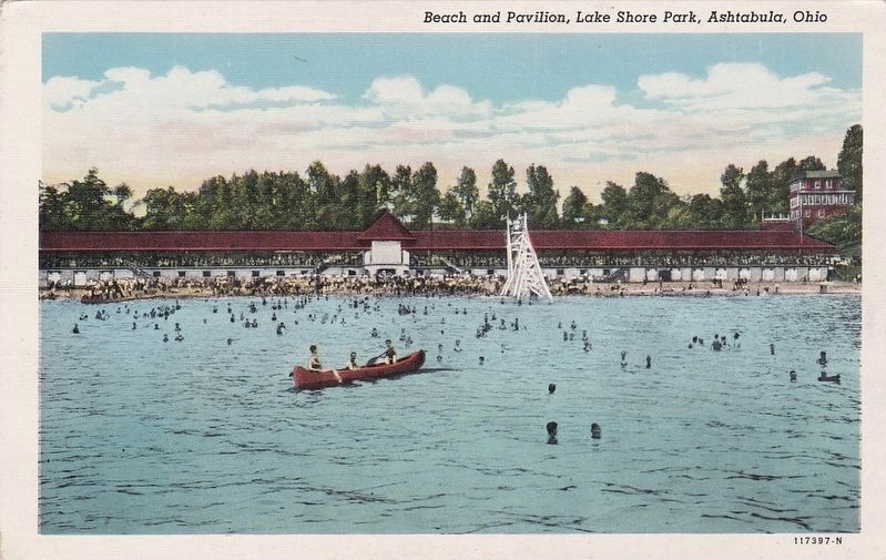 <i>Beach and Pavilion, Lake Shore Park, Ashtabula, Ohio</i> image. Click for full size.