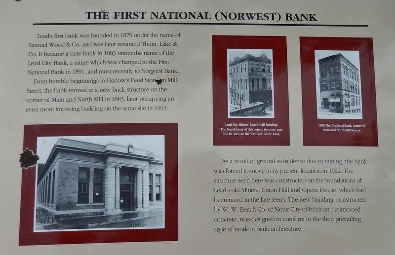 The First National (Norwest) Bank Marker image. Click for full size.