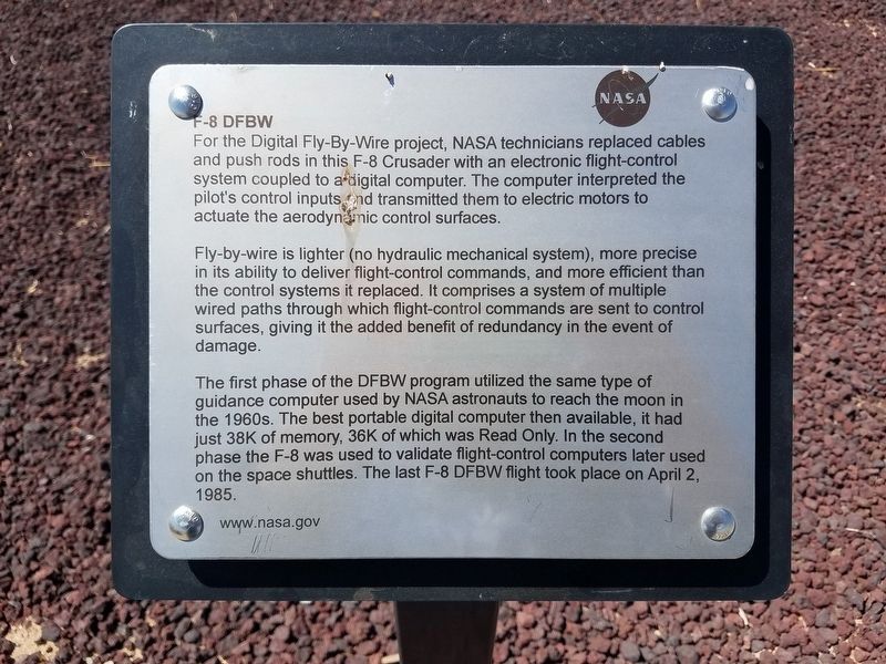 F-8 Digital Fly-By-Wire Aircraft Marker. Click for full size. F-8 Digital Fly-By-Wire Aircraft Marker image. Click for full size.