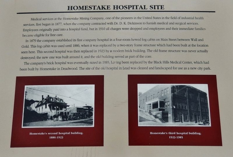 Homestake Hospital Site Marker image. Click for full size.