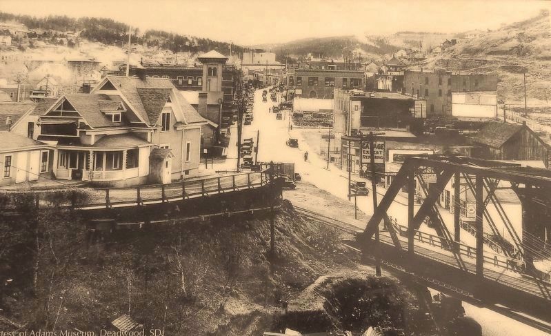 Marker detail: This view, looking west up Main Street, was taken in the 1920s. Click for full size. Marker detail: This view, looking west up Main Street, was taken in the 1920s image. Click for full size.