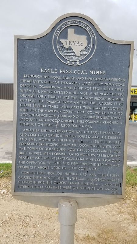 Eagle Pass Coal Mines Marker image. Click for full size.