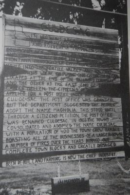 Culdesac Marker, copied from a book on Culdesac's city history. image. Click for full size.