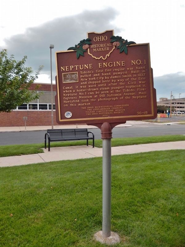 Neptune Engine No. 1 Marker (<i>tall view; looking east</i>). Click for full size. Neptune Engine No. 1 Marker (<i>tall view; looking east</i>) image. Click for full size.
