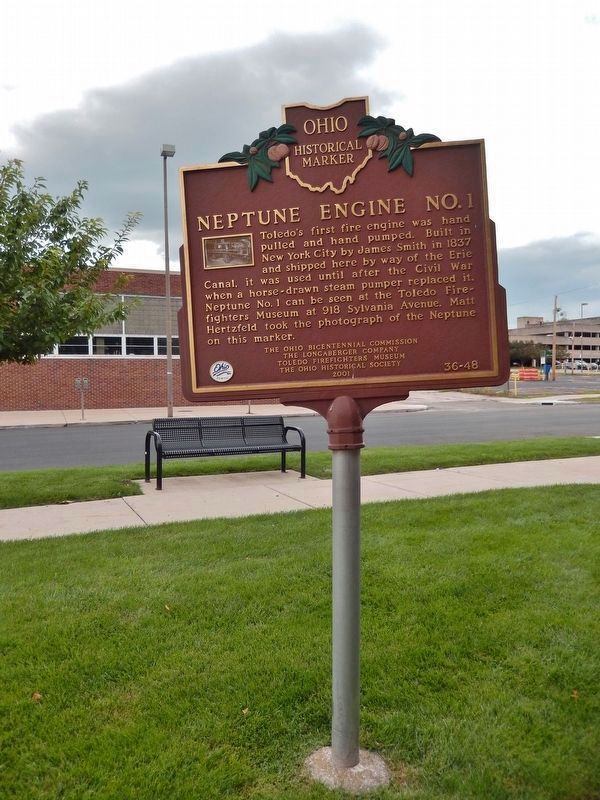 Neptune Engine No. 1 Marker (<i>tall view; looking east</i>) image. Click for full size.