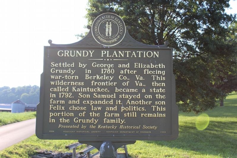 Grundy Plantation / Felix Grundy Marker (Side 1) image. Click for full size.