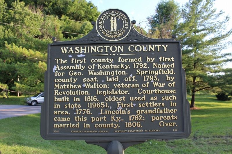 Washington County Marker (Side 2) image. Click for full size.