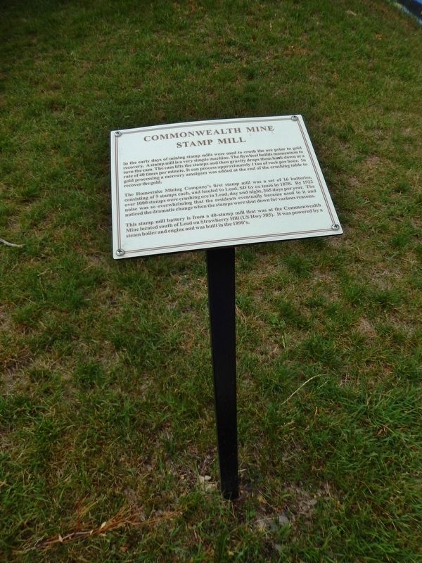Commonwealth Mine Stamp Mill Marker (<i>tall view</i>) image. Click for full size.