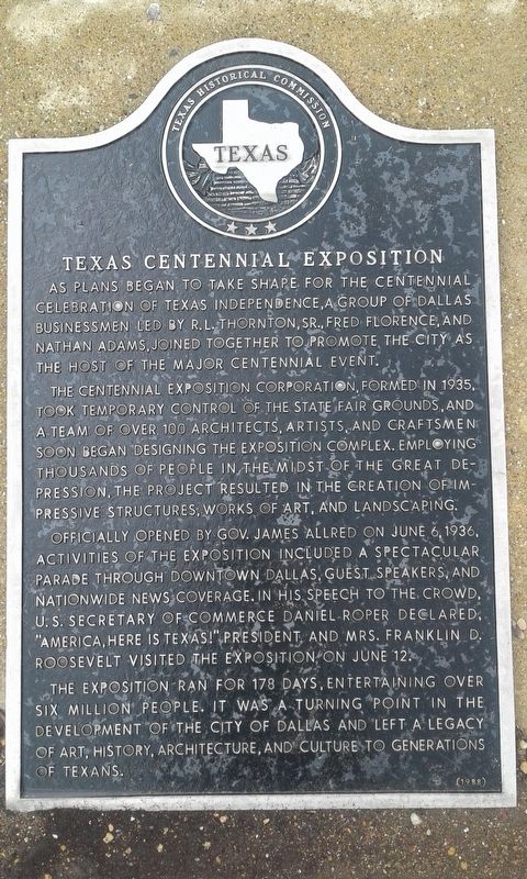 Texas Centennial Exposition Marker image. Click for full size.
