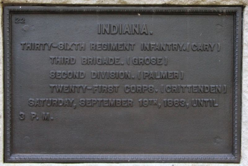 36th Indiana Infantry Marker. Click for full size. 36th Indiana Infantry Marker image. Click for full size.