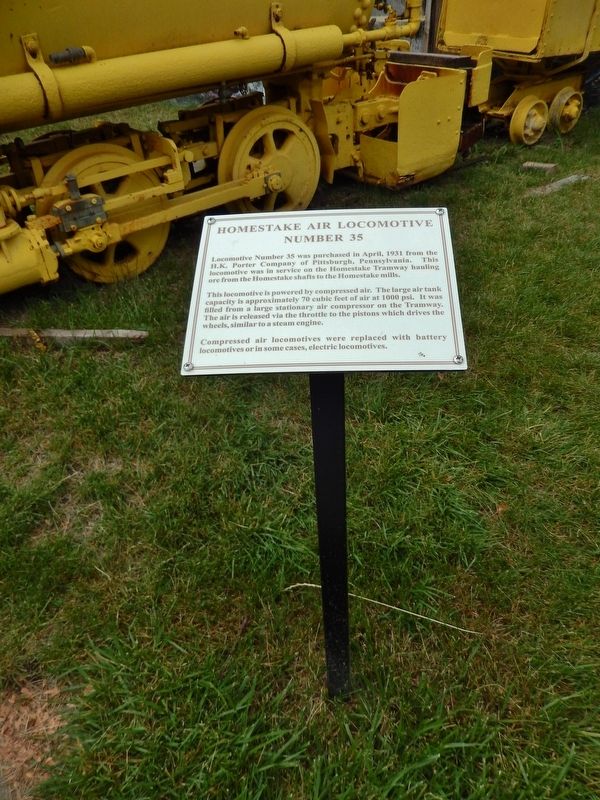 Homestake Air Locomotive Number 35 Marker (<i>tall view</i>) image. Click for full size.