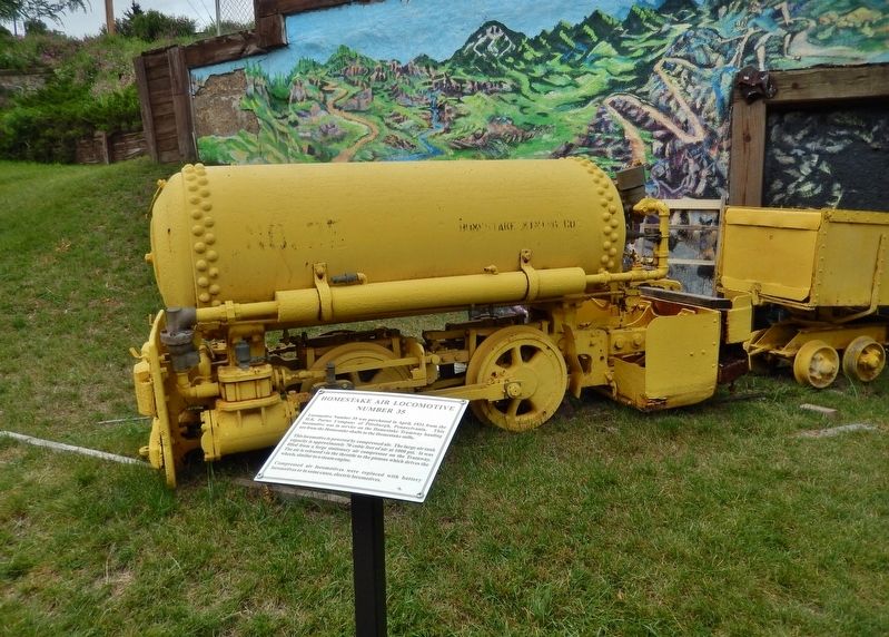 Homestake Air Locomotive Number 35 Marker (<i>wide view</i>) image. Click for full size.