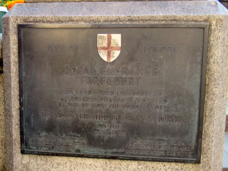Royal Exchange Forecourt Marker. Click for full size. Royal Exchange Forecourt Marker image. Click for full size.